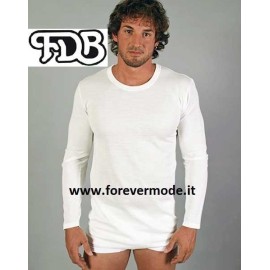 T-shirt uomo FDB a manica lunga con cotone sulla pelle e calda lana fuori