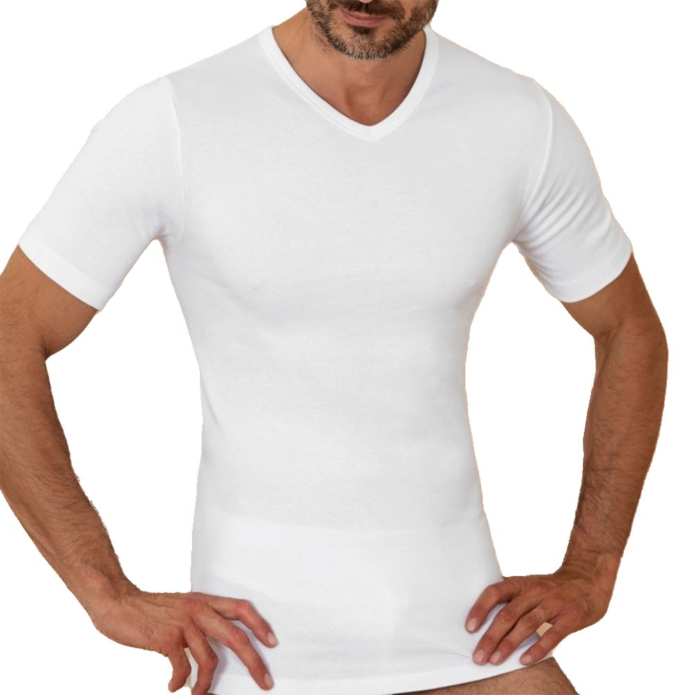 Maglia termica uomo mezza manica lana cotone con fascia contenitiva lo