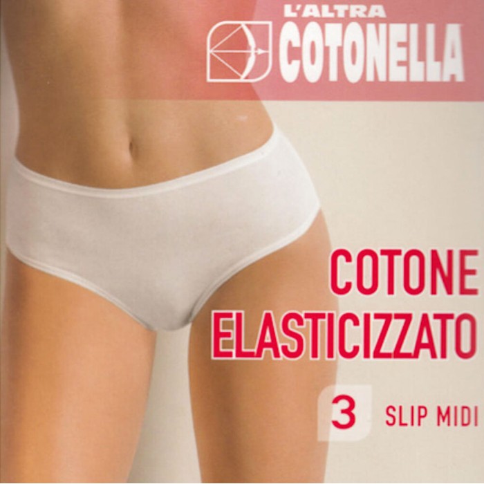 2 Slip da donna Cotonella in cotone elasticizzato a vita bassa con elastico  esterno