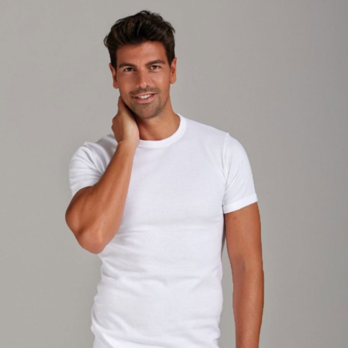 4 T-shirt uomo Infinity manica corta a girocollo con cotone sulla pelle e lana fuori