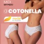 3 Slip donna Cotonella Midi in cotone modal elasticizzato con inserti in pizzo