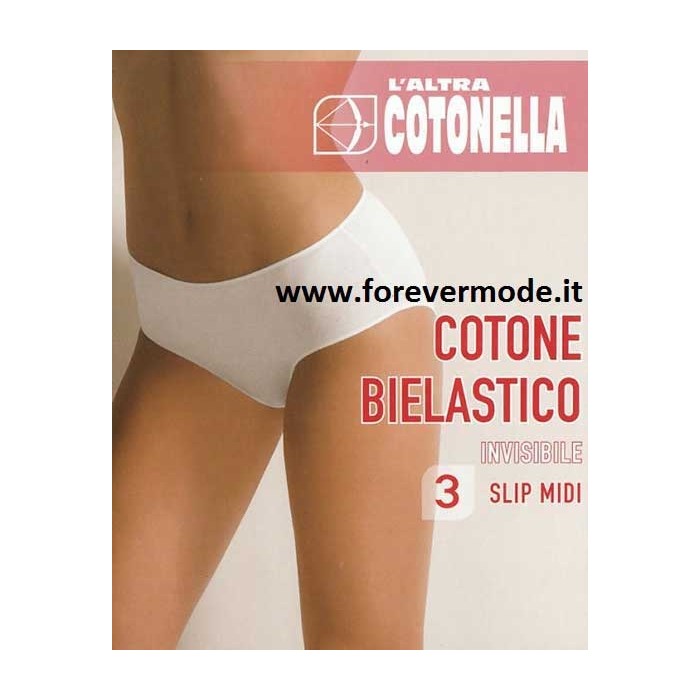 3 Slip donna Cotonella midi in cotone elasticizzato con cuciture antisegno