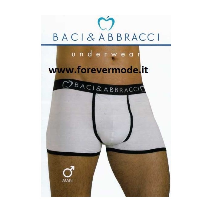 2 Boxer uomo Baci & Abbracci cotone con bande, elastico logato