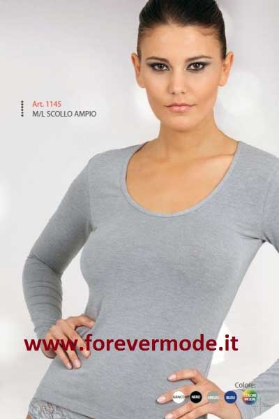 Maglia donna Egi manica lunga in cotone modal con scollo ampio