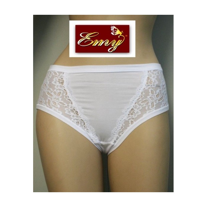 3 Slip donna Emy alte in cotone modal e pizzo, elastici tubolari