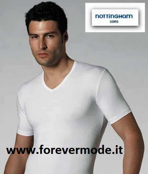 T-shirt maglia uomo Nottingham manica corta scollo a V in cotone bi