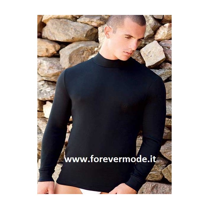 T-shirt uomo Navigare manica lunga con collo a lupetto in caldo cotone  invernale