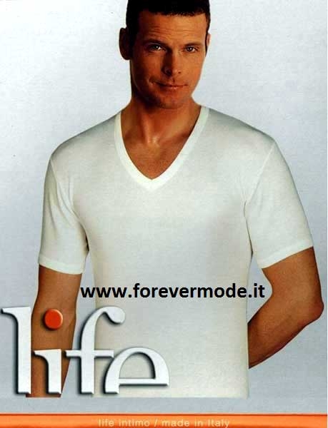 3 T-Shirt uomo Life a manica corta con scollo V in caldo cotone felpato  invernale